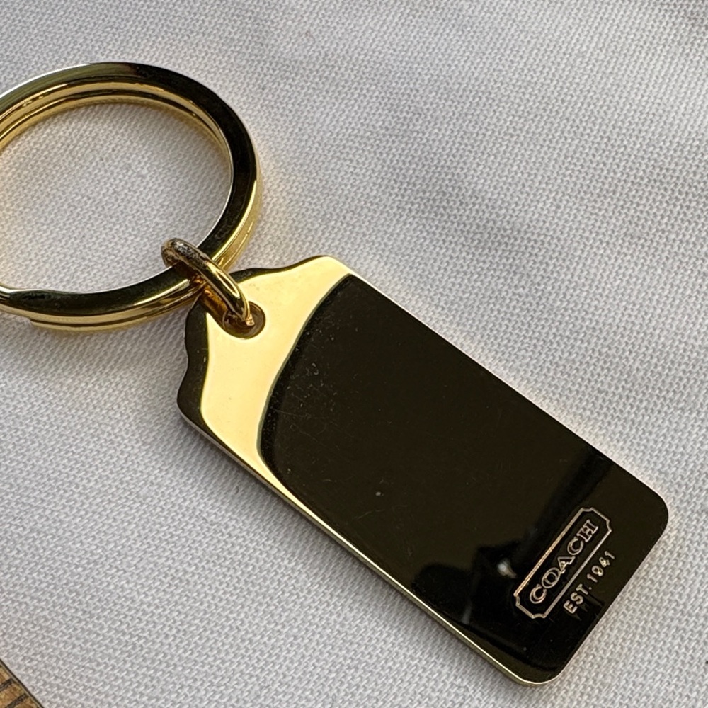 Coach Pink and Gold Enamel Key Tag keychain - Picture 4 of 4